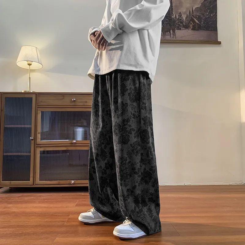 Pantaloni unisex americani INS la modă cu picior larg din catifea cord - Stil retro toamnă/iarnă