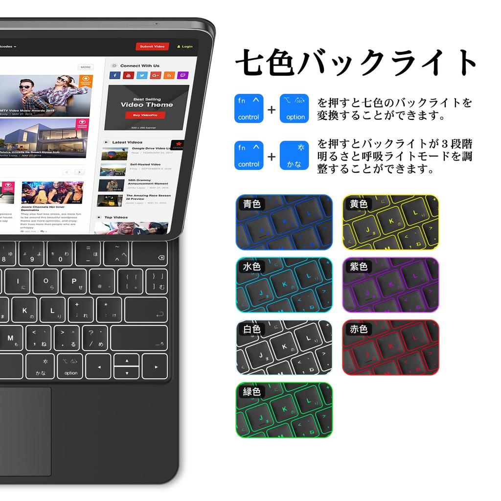 Magic Keyboard GOOJODOQ iPad Pro tommer Smart Keyboard iPad Pro Kompatibel med 2018 3. 4. 5. Generasjon med Styreflate Etui 7 Farger Bakbelysning