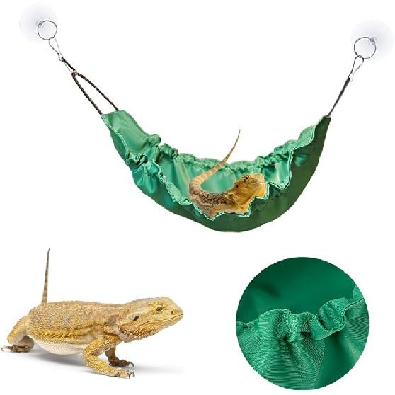 FineInno Reptology Lizard Hammock with Suction Cups Bearded Dragon Tank Accessories Reptile Lounger for Chameleon, Snakes, Lguana Reptiles, Geckos,