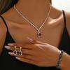 Dazzling Zircon Waterdrop Necklace, Earrings and Bracelet - Bridal Wedding Jewelry Set