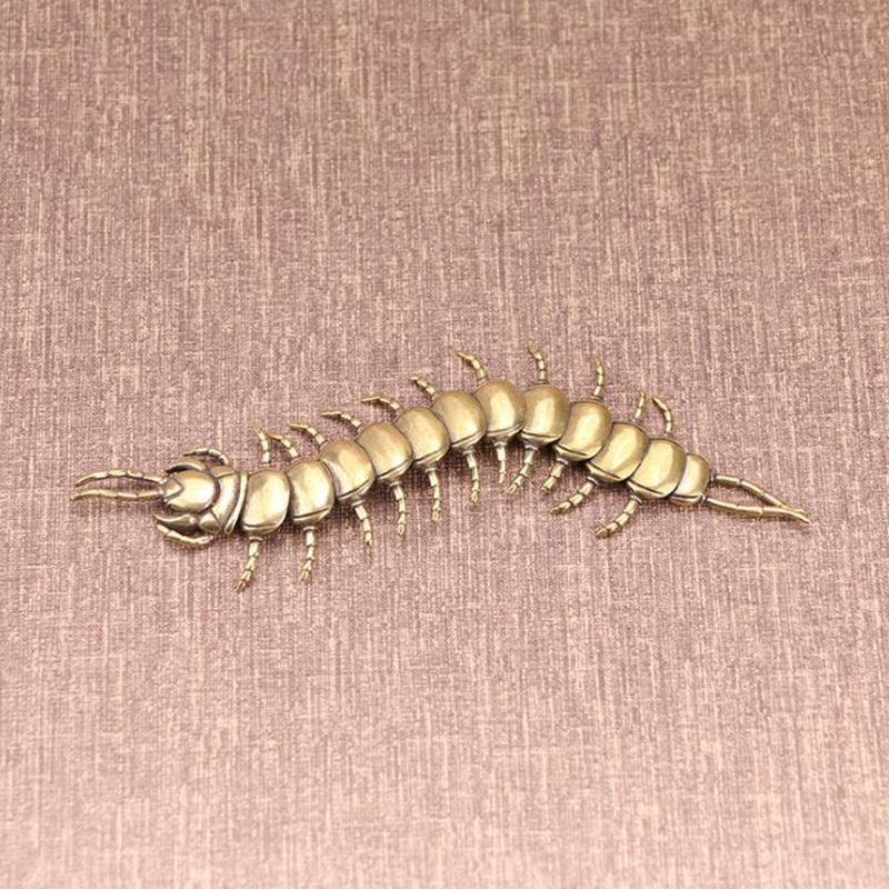 Antique Bronze Centipede Figurines Ornaments Pure Copper Moveable Simulation Animal Statue Crafts Home Feng Shui Desktop Decors