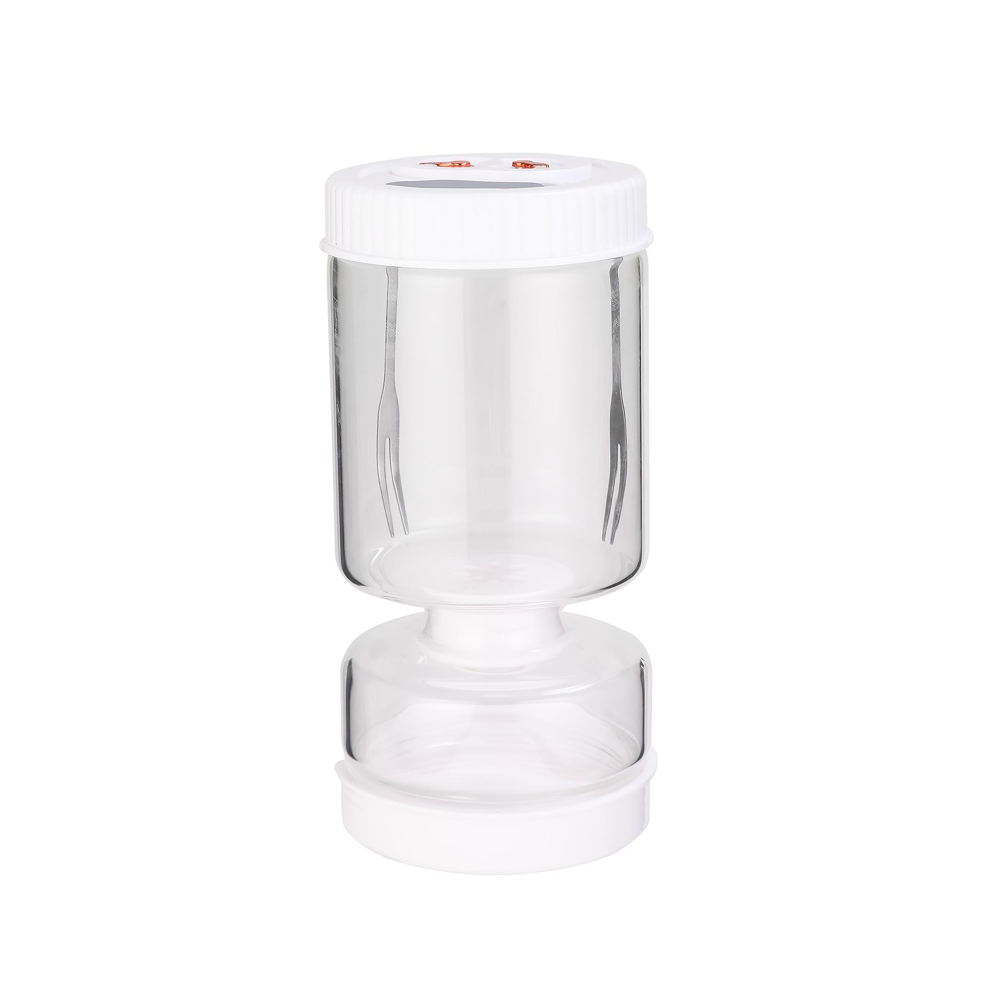 

New Glass Pickle Jar Dry Wet Dispenser Marinating Vegetables Fruits Container with Built-in Forks Kitchen Juice Separator Tools