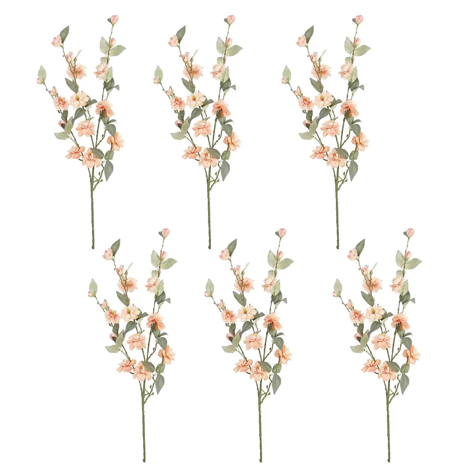 

6pcs Camellia Artificial Flower with Long Stems Silk Blossom Fake Flowers Branches for Home Decor and Wedding Arrangements шампанського