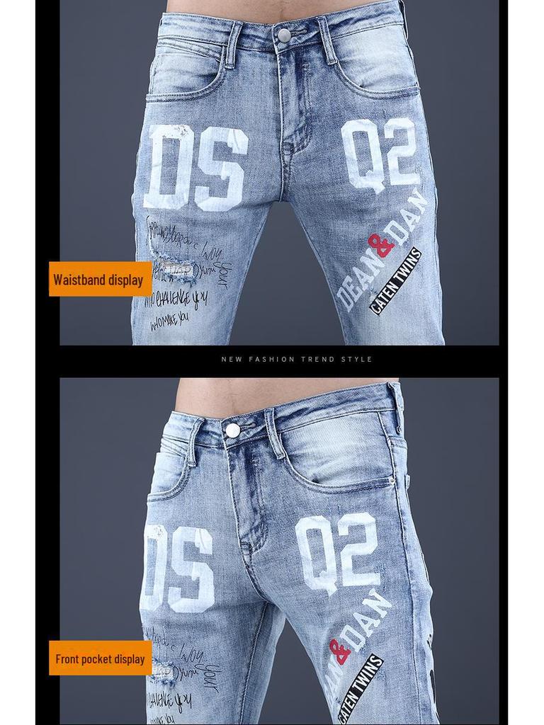 Herre Trendy Slim Fit Jeans: Skinny bukser i koreansk stil for vår og høst