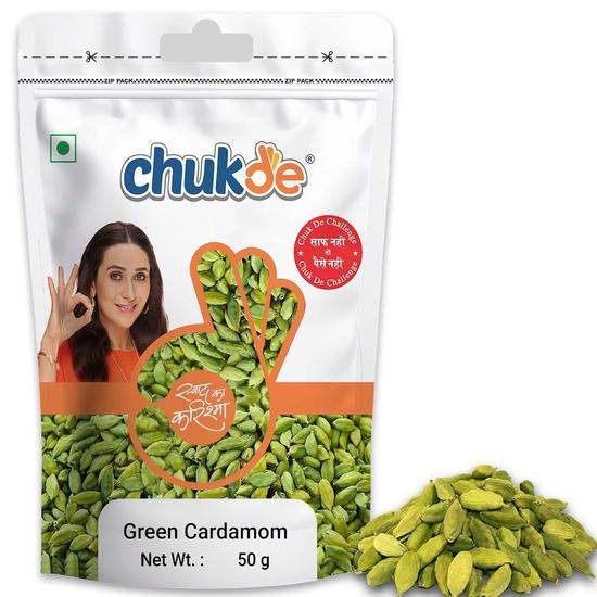 

Chukde - Hari Elaichi (1.76 OZ) - Green Cardamom - Authentic Indian Spice- Ideal for Tea, Desserts & Curry - Whole Spices - 50 Gram 50GM