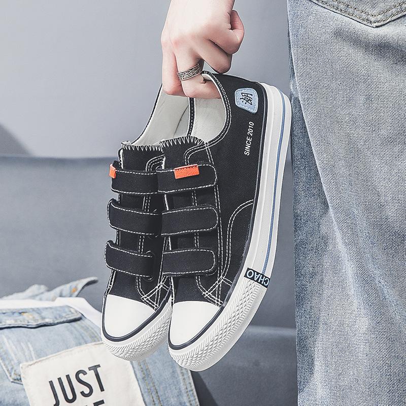 Canvas shoes low top 22 new spring cloth shoes Hong Kong style student flat buckle tide A11
