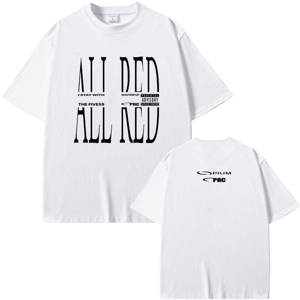 Raper Playboi Carti Opium T-shirt CAŁY CZERWONY Graficzny T-shirt z albumu Męski Damski Moda Hip Hop Fajny T-shirt Męskie Oversize T-shirty