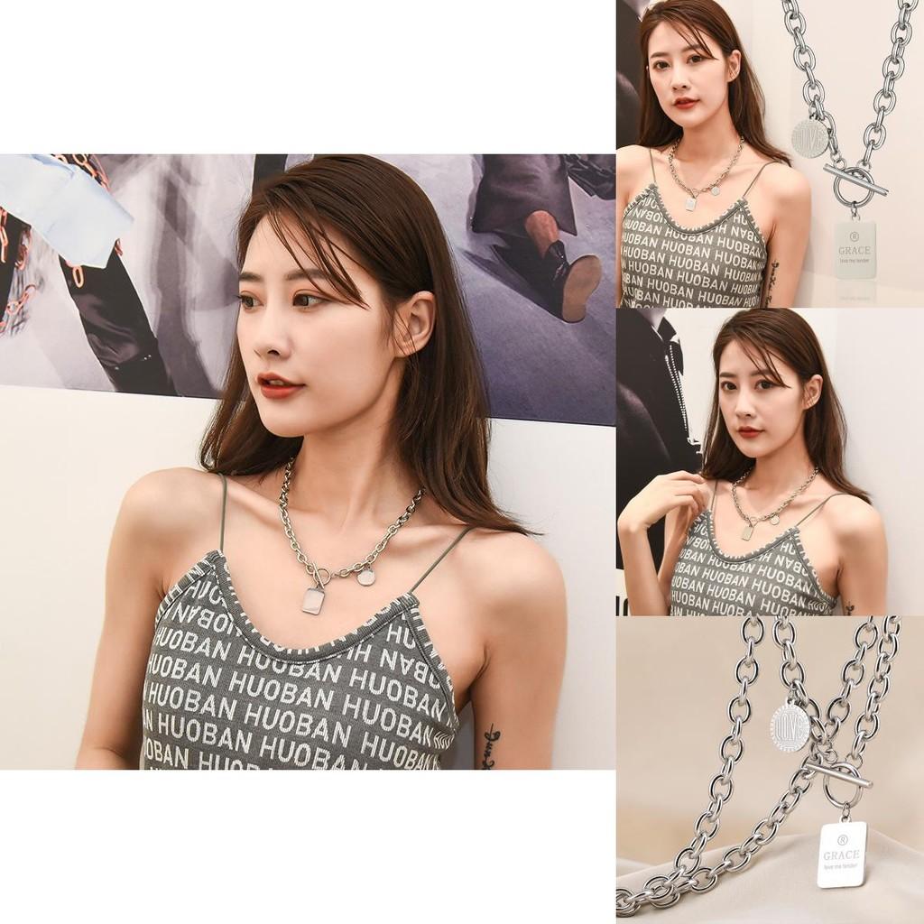 Chic And Stylish Titanium Steel Necklace For Women With Versatile Letter Pendant Perfect For Casual Wear And Gifts