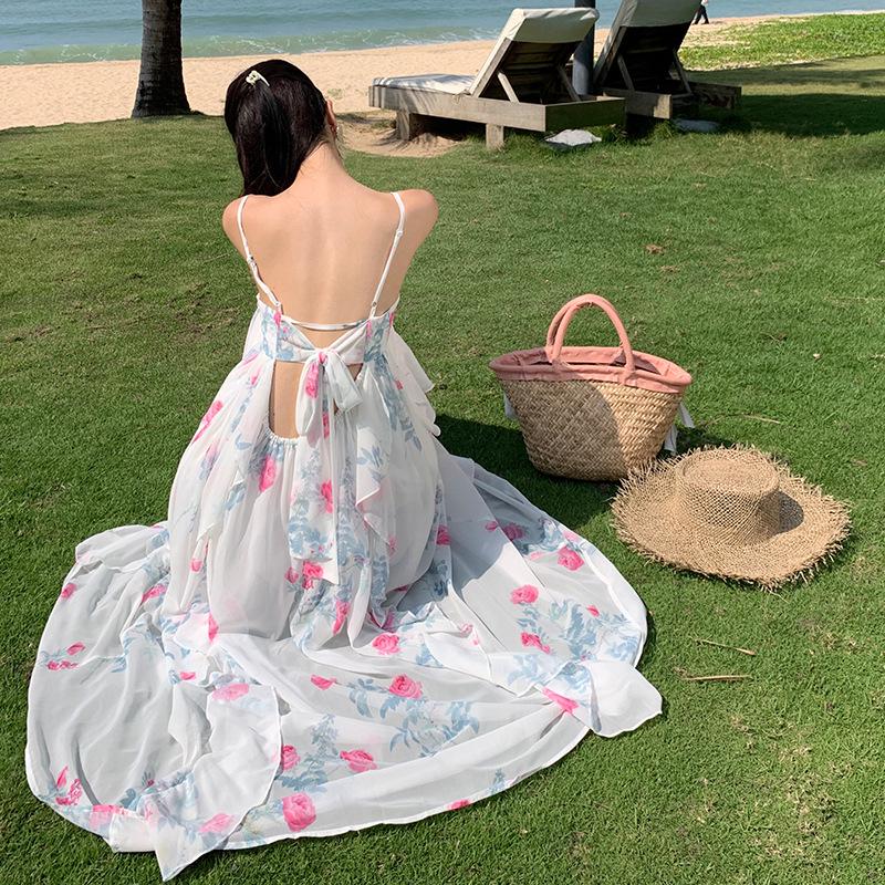 Fairy Floral Spaghetti Strap Summer Dress for Beach Vacations