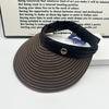 Internet Celebrity Woven Empty Top Hat Spring and Summer Sunscreen Artifact Show Face Small Light Luxury Striped Versatile Portable Sun Hat