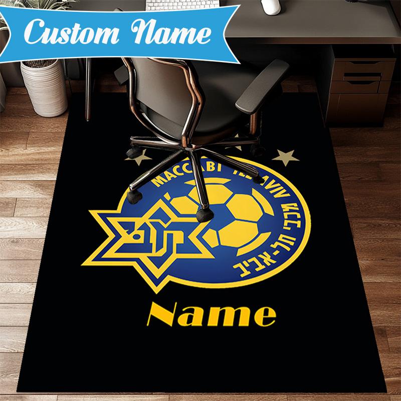 Custom Name Maccabi Football Crest Rug Game Carpet, Floor Mat for Bedroom Living Room Entryway Rug, Home Decor Idea Gift for Christmas birthday