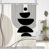 Minimalistischer Abstraktes Duschvorhang Modern Geometrisch Minimalist Neutral Zeitgenössisch Badezimmer Zubehör Dekor Duschvorhänge