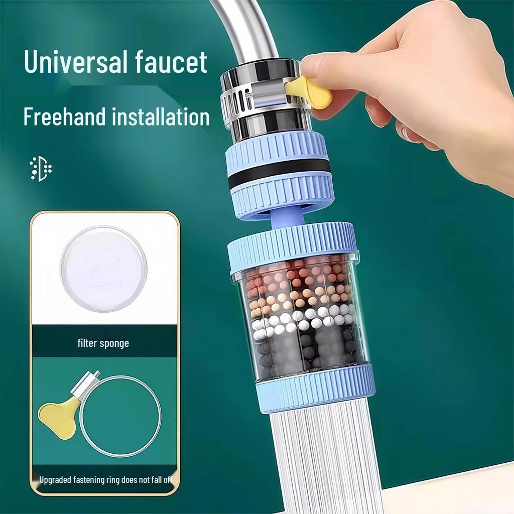 Uniwersalny filtr do kranu 360° i głowica prysznicowa z wkładem bawełnianym zapobiegającym rozpryskiwaniu i oczyszczającym wodę