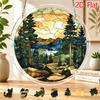2D Flat, 2D Flat Acrylic Sun Catcher Puzzle, 83pcs, Mountain Forest Lake Sunset Themed Sun Catcher Puzzle, Home and Garden Decoration, Suitable As a G