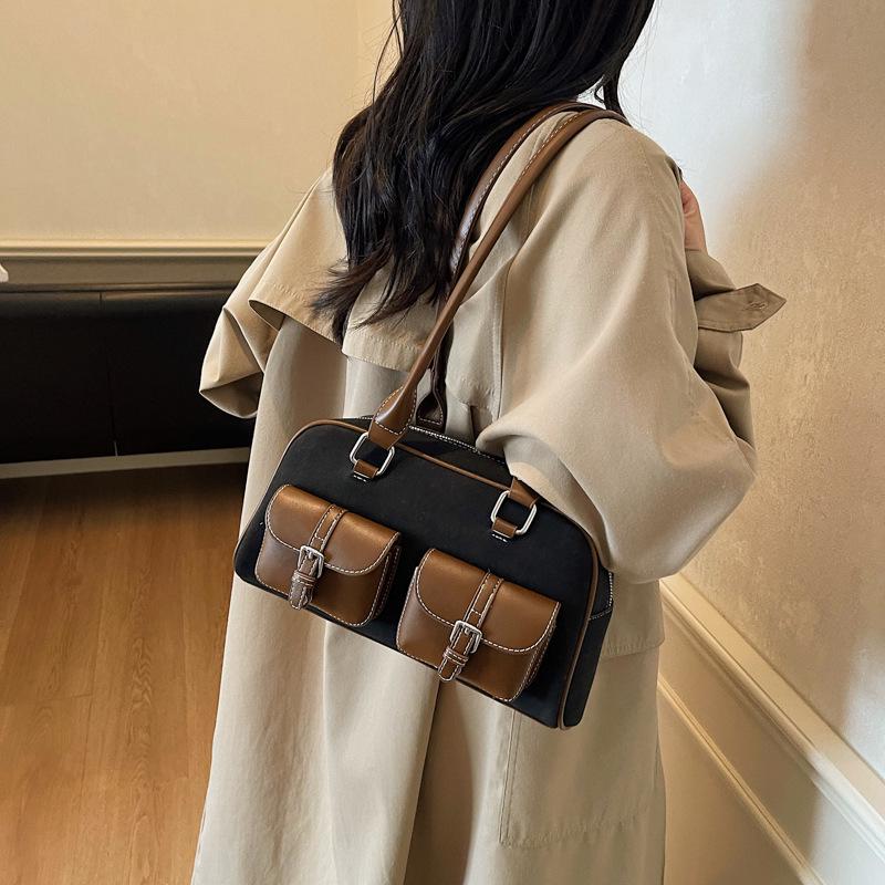 Wiosna 2025 Retro Koreański Modny Damski Dużej Pojemności Torba Tote Pod Pachę Torba Bowlingowa