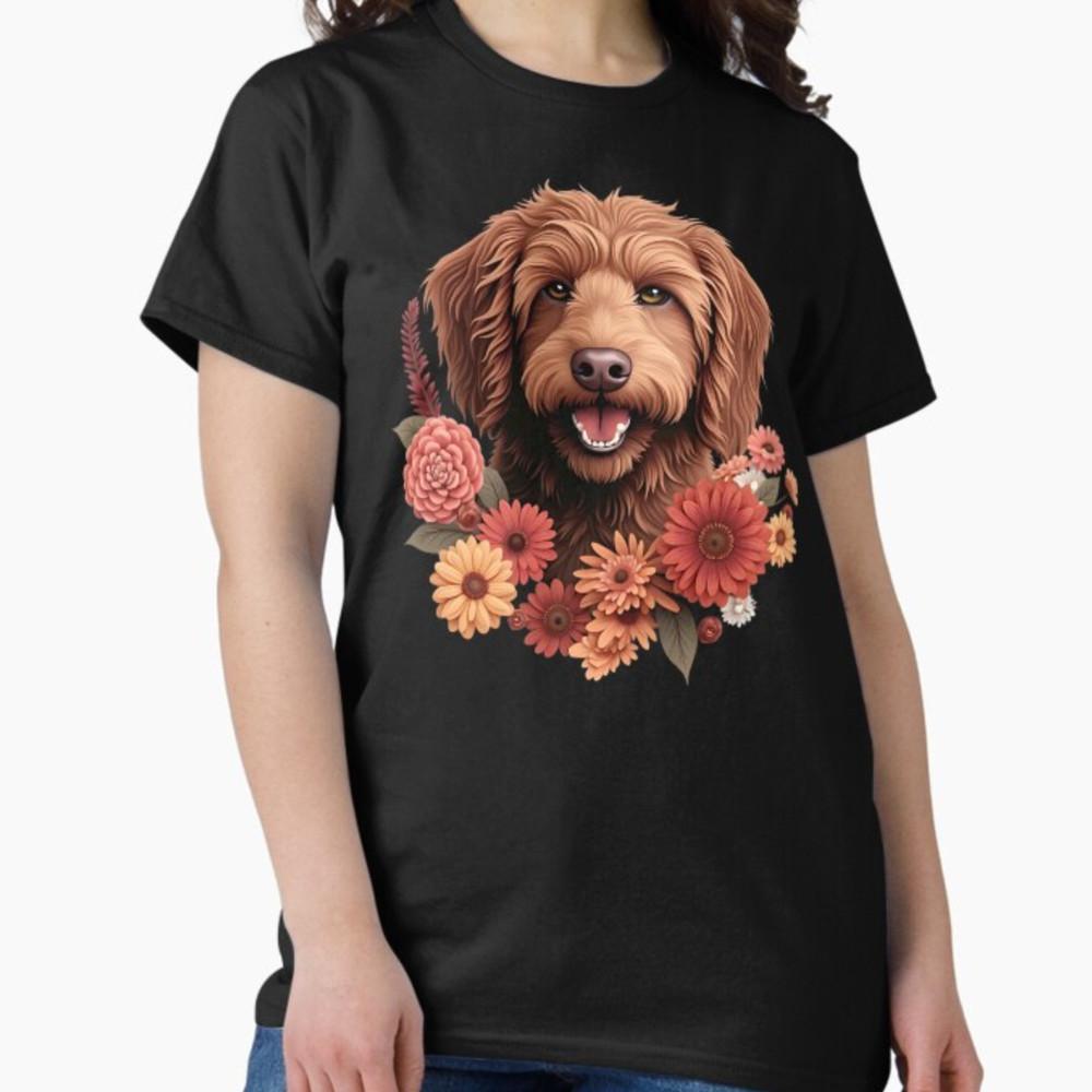 Goldendoodle Mom Golden Doodle Dog Lover Flowers Cute T-Shirt Unisex T-Shirt L
