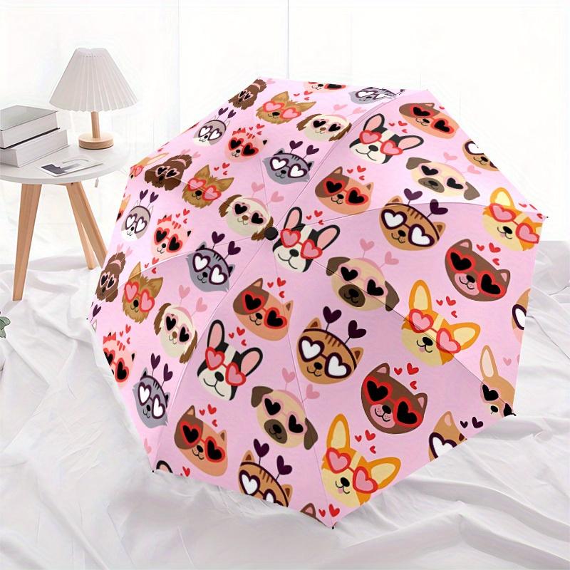 1pc Heart-Eyed Pets Automatic Folding Umbrella, Portable & Foldable Design with 8 Ribs, Casual Outdoor Accessory Yy250805122