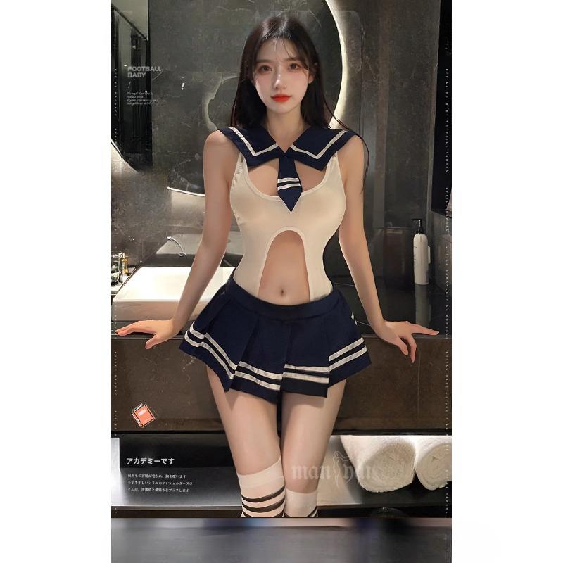 School Girl Hot Uniform Kawaii Deep V Bodysuit Japanese Erotic Sexy Lingerie Student Cosplay Costumes Porno Party Bar Temptation