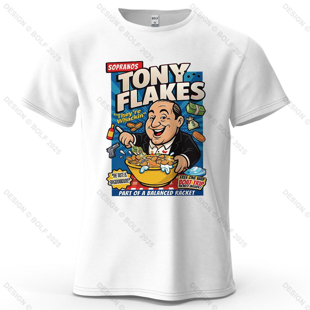 Футболка мужская с принтом Sopranos TONY FLAKES 100% хлопок оверсайз юмористические яркие графические футболки для женщин топы футболки уличная одежда