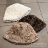Autumn and winter ins atmosphere plush bucket hat women's fashion ear protection simple warm washbasin hat