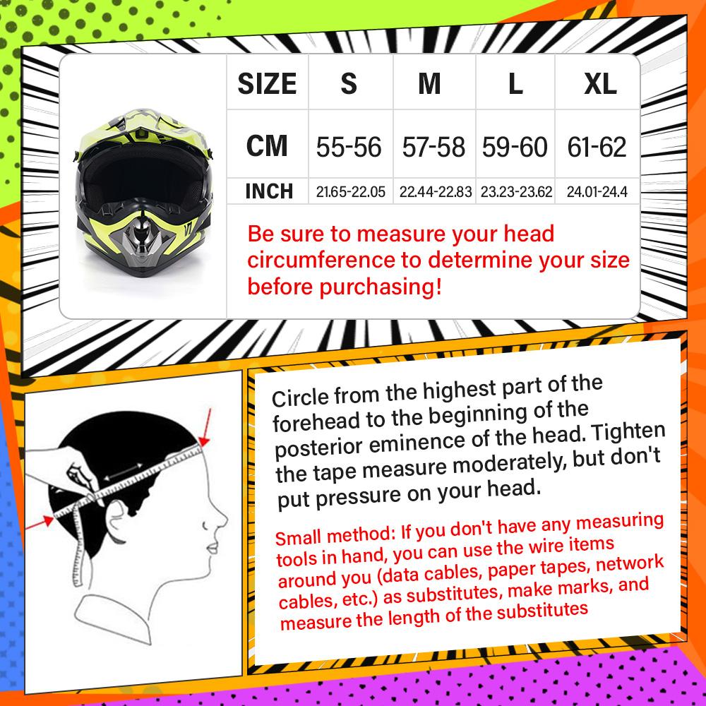 Motocross Helmet DOT Certified - Adult Off-Road Motorcycle Helmet with Goggles & Gloves Set, Full Face Protective Gear for MX AT