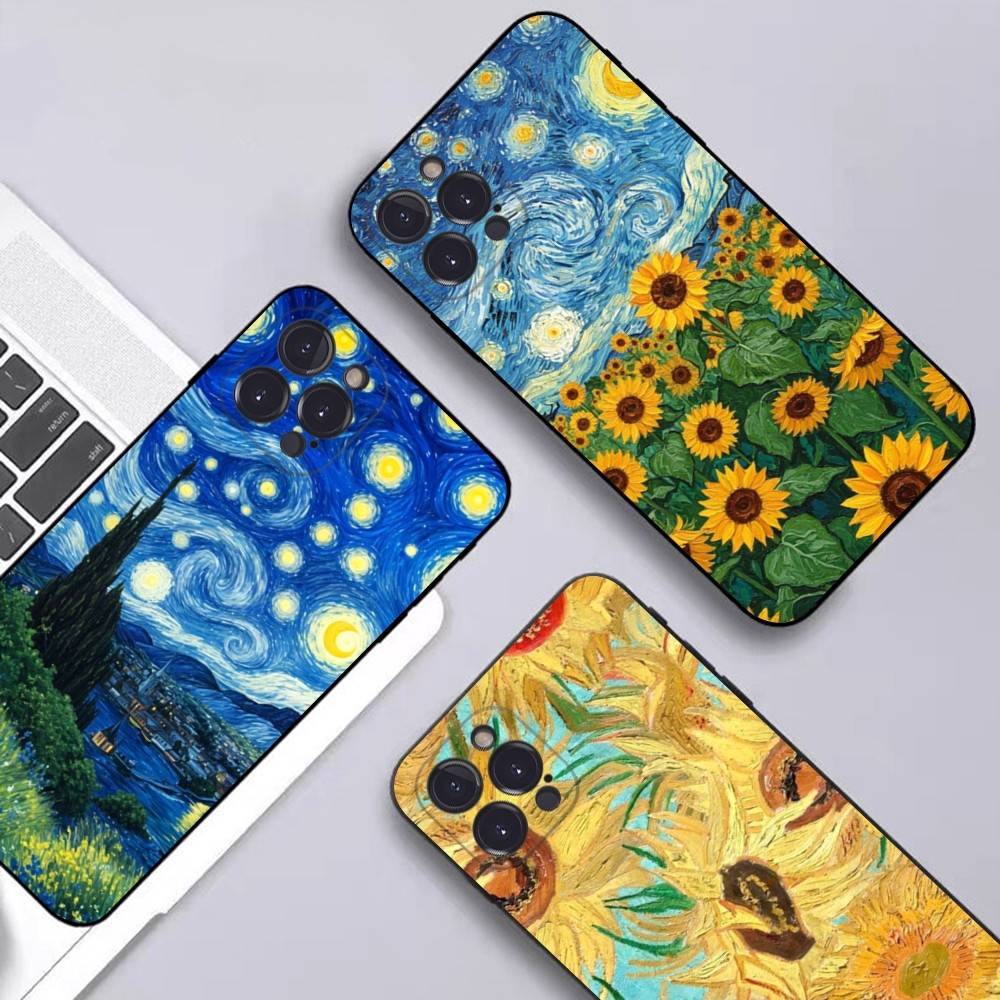 Vincent Van Gogh Oil INS Phone Case For iPhone 17 16 15 14 11 12 13 Pro Max Plus Mini Soft Back Cover