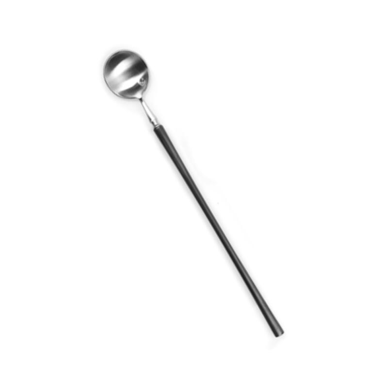 Belle Silver Black Long Spoon Cutlery Dessert Tableware