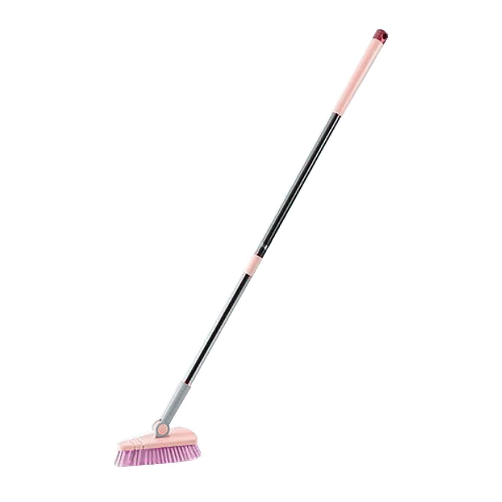 

Треугольная щетка для пола с длинной ручкой для ванной комнаты, щетина для пола, чистка керамической плитки розовый