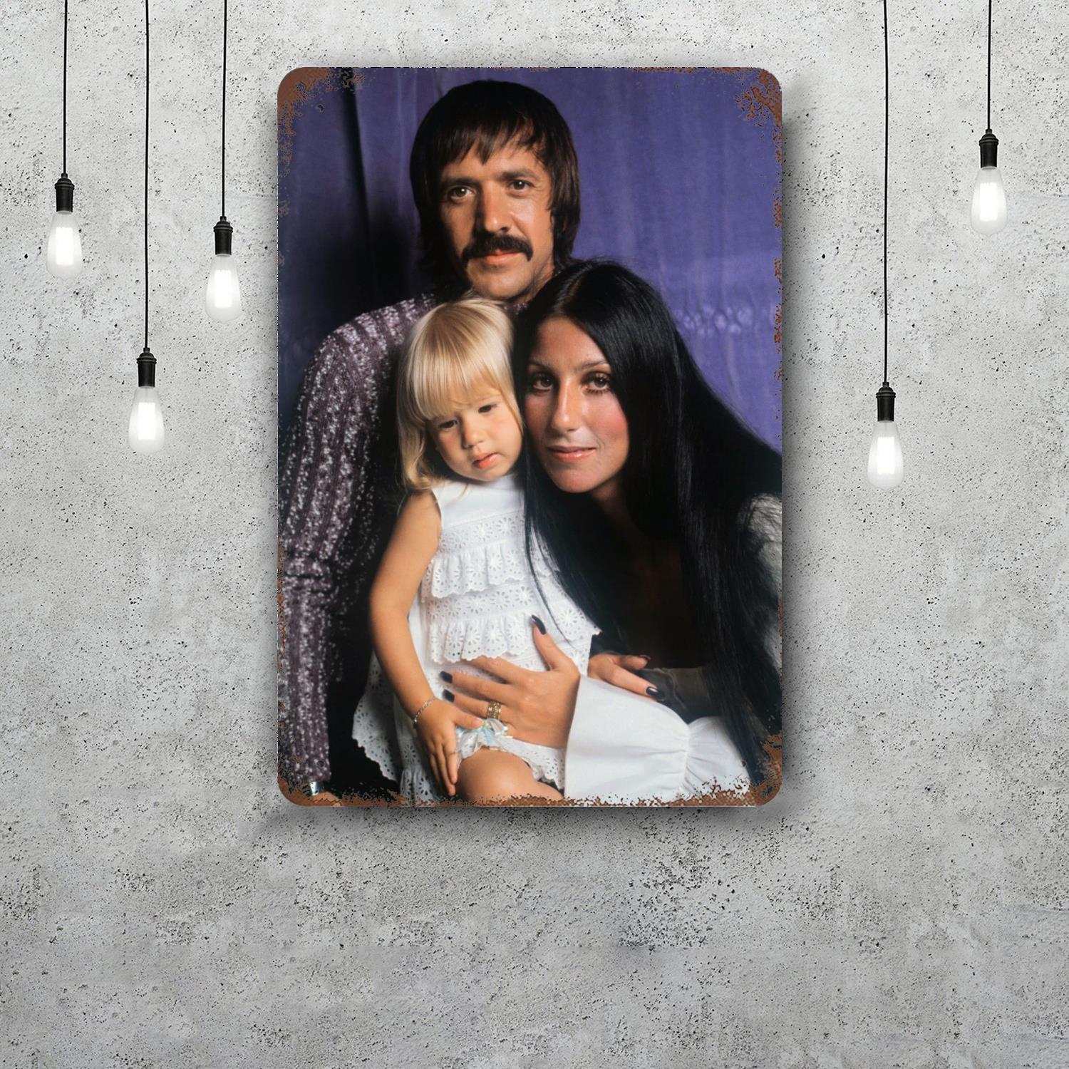 

Sonny Cher Vintage Metal Tin Signs Posters Decor Retro Metal Plaque Wall Art Decor for Garage Bar 20x30cm（7.8x11.8inch）