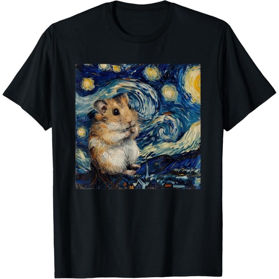 

Hamster Van Gogh Style Starry Night T-Shirt XXXXXL чорний