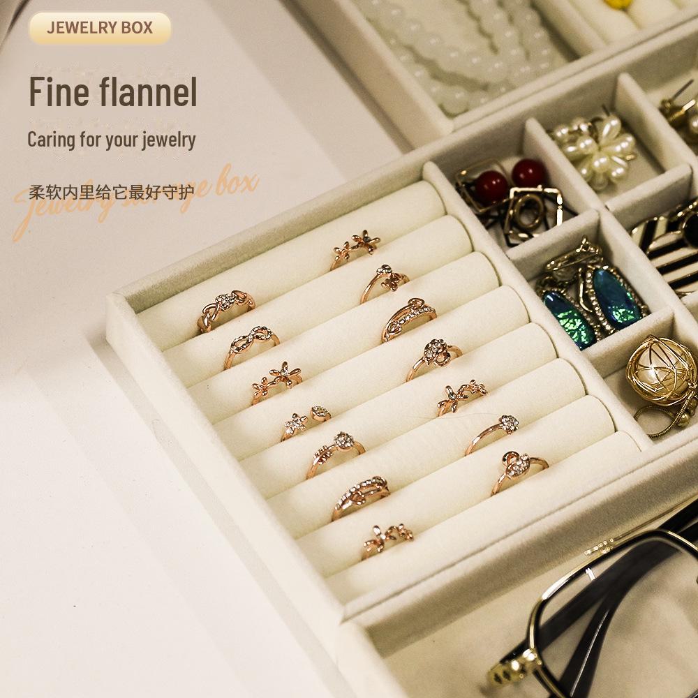 Plaid Flannel Jewelry Storage Box with Dividers for Earrings and Necklaces