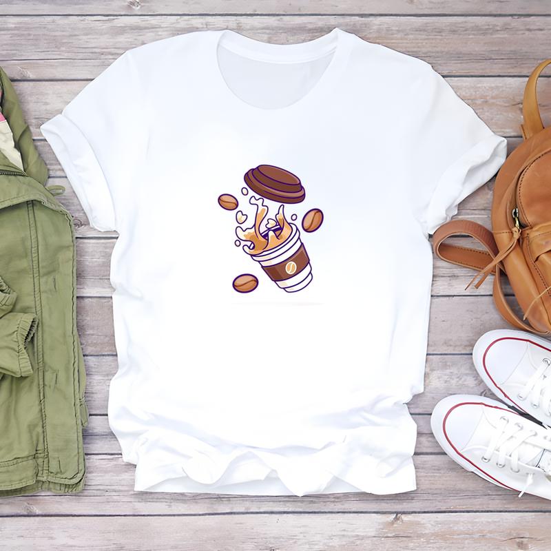 Women's Trendy T-shirt, Cute Printed Pattern, Short-sleeve Summer Daily Fashion Wear.