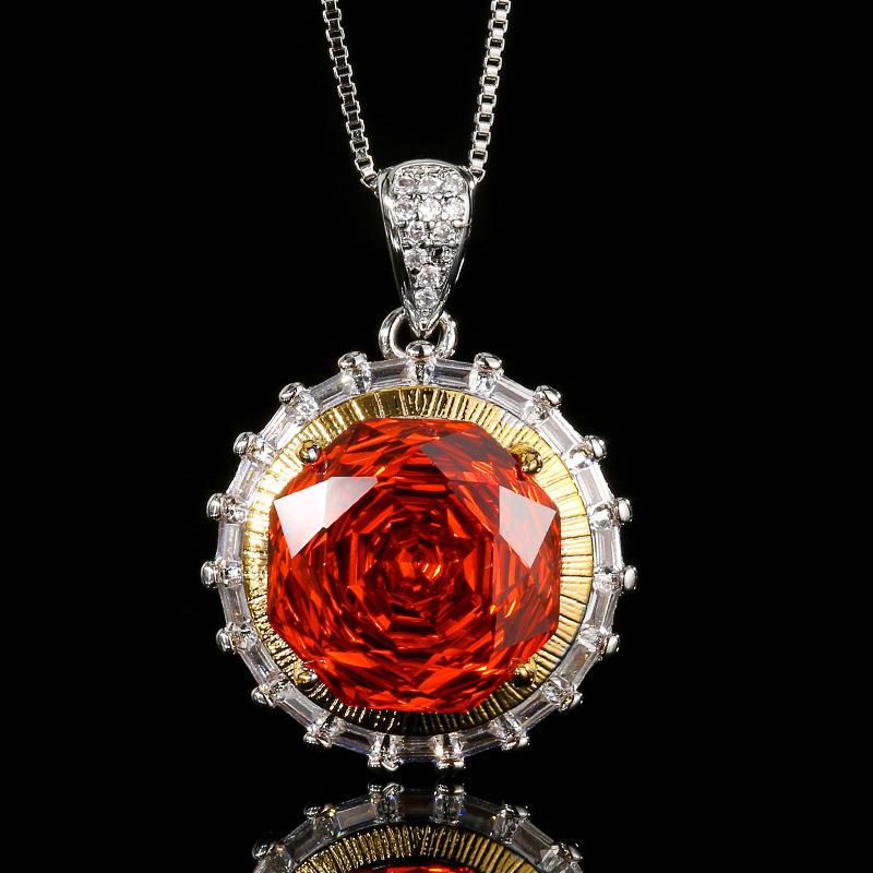 

Ювелирные изделия Медное основание Позолоченное Имитация Тысячелетия Оранжево-красный Цирконий Круглый Набор Главный камень 14-10 мм