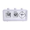 Classical Retro Mechanical Alarm Clock with Manual Flipped Calendar Date Day Time Display for Living Room or Office