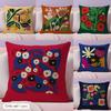 Flower Cushion Cover Natural Linen Organic Fabric DoubleSided Printing Couch Pillow Covers Home Decor
