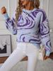 Women S Knitted Pullover Sweater Round Neck Loose Fit Colorful Pattern Spring