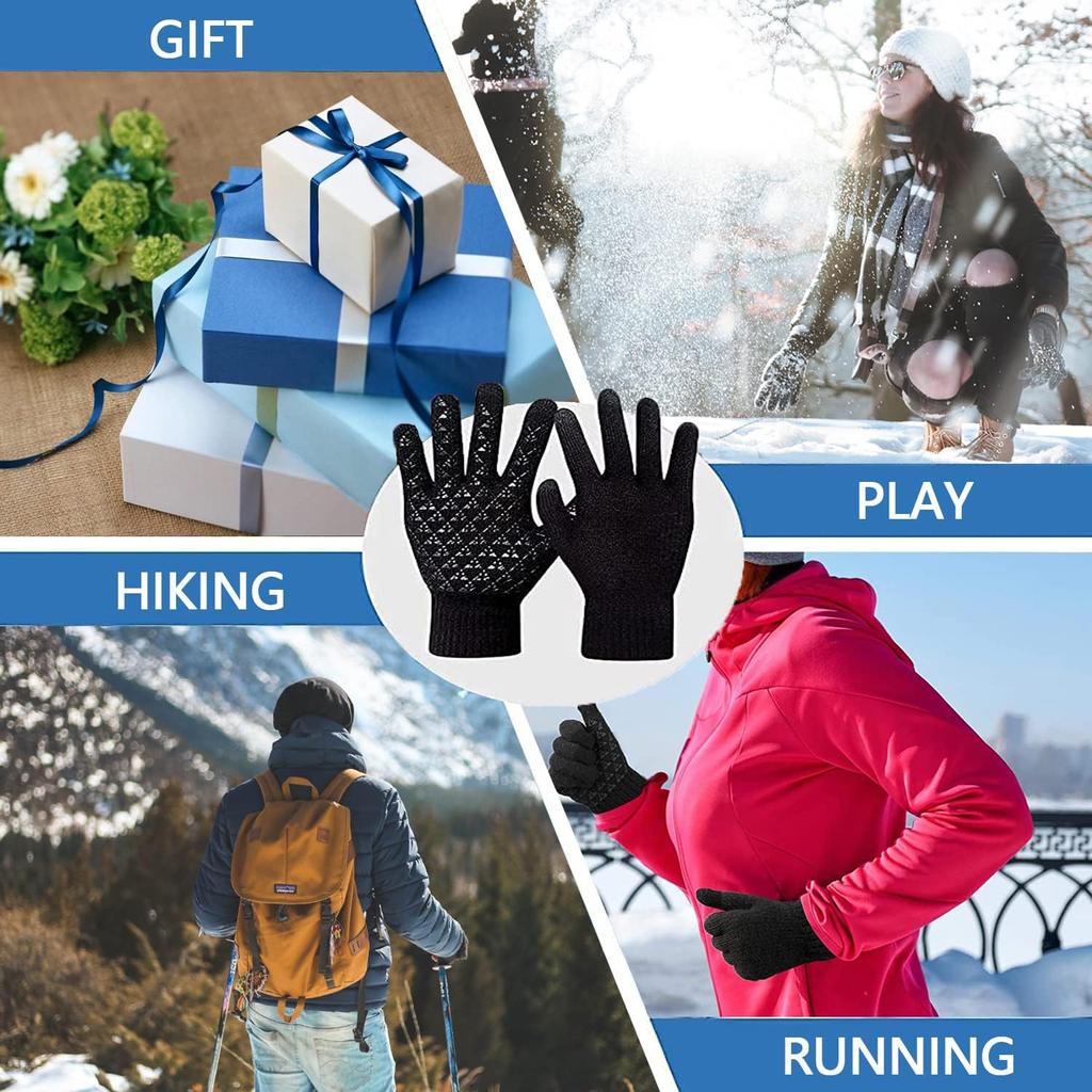 Winter Touchscreen Gloves for Men Women Upgraded Thermal Warm Knit Glove Outdoor Cycling Sports Plush Gloves for Running Driving