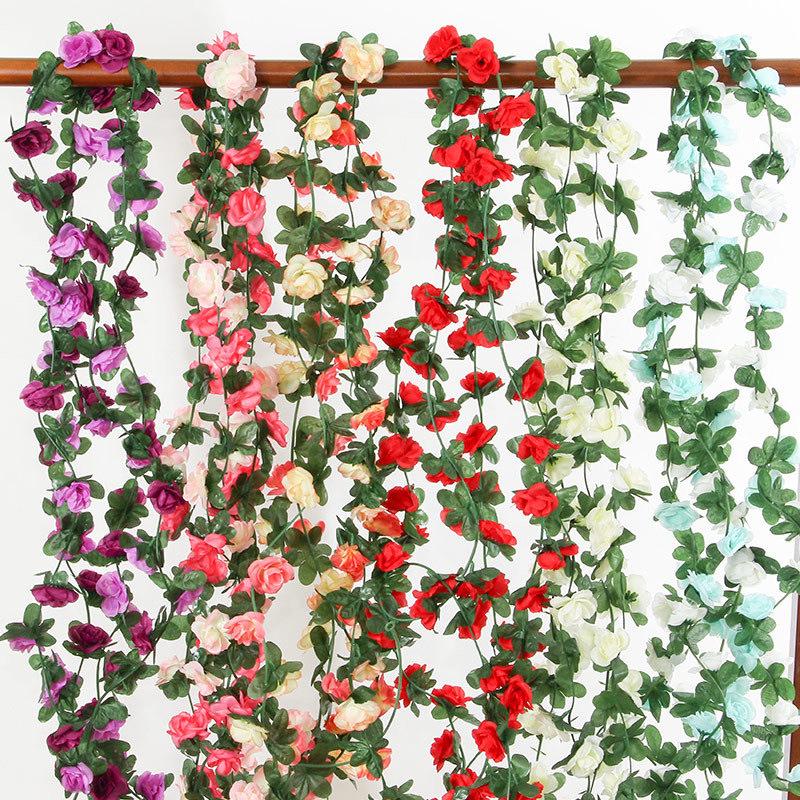Two-Color Peony Rose Vine with 45 Heads for Air Conditioner Concealment and Soft Decoration