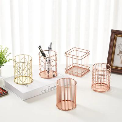 1ks Rose Gold Domácí psací potřeby Dekor Tužka Držák na nádobu Organizér Nádobka Štětce na make-up Úložný stůl Příslušenství ke stolům