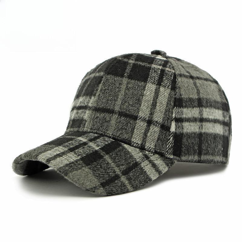 Unisex Plaid Baseball Cap Retro Tartan Checked Structured Hard Top Peaked Cap Warm Autumn Winter Outdoor Sunshade Hat Adjustable 55-60cm чёрный