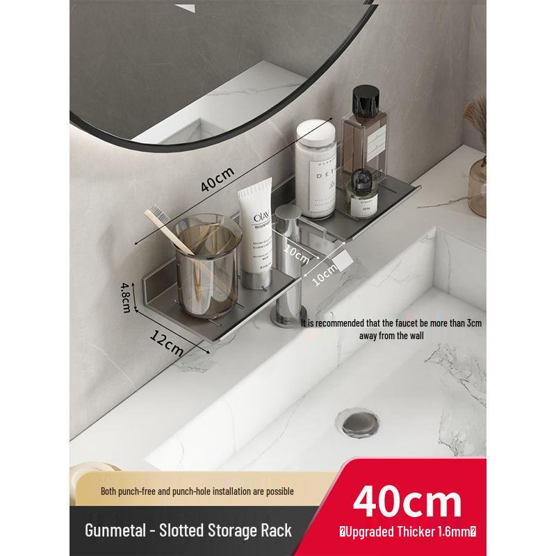 Walnut Wood Suction Cup Bathroom Shelf: Multi-functional Storage for Cosmetics