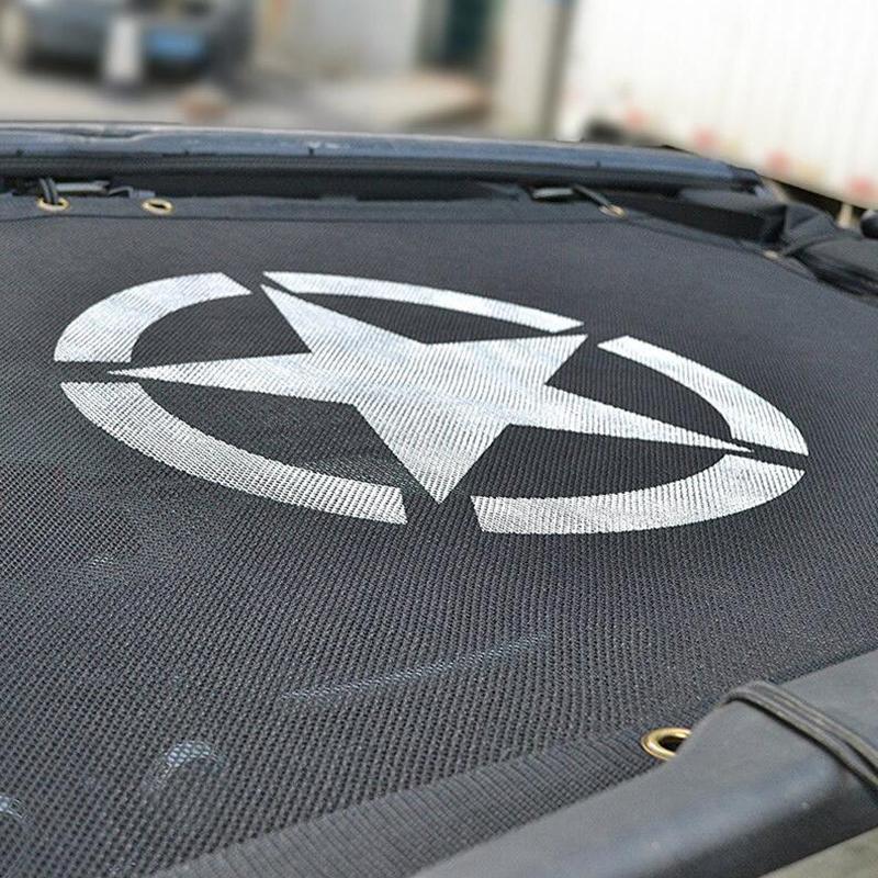 for 2007-2015 2016 2017 2018 Jeep Wrangler JK 4 Door Sun Shade Eclipse Top Cover Star Roof Mesh Provides UV Protection Cover