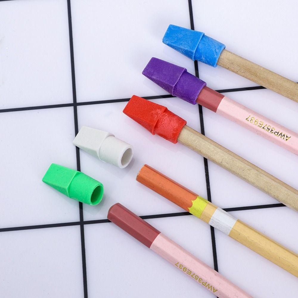 20/50PCS Chisel Shape Pencil Nib Protective Cap 2-in-1 Pen Top Protector Erasers Students Gift