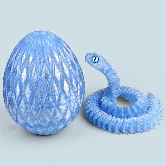 3D Printed Snake Egg Figurine Movable Joints Snake Figure Desk Fidget Toy Egg with Articulated Snake Inside Decoration Ornament