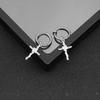 Snake Rose Flower Cross Dangle Hoops Earrings Silver Color Vintage Punk Stainless Steel Earrings For Women Men Jewelry Piercing