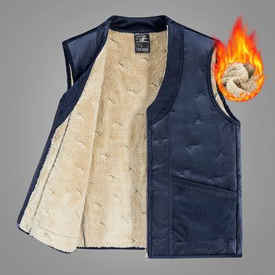 Lammsamtweste für Herren, warm für Herbst und Winter, Silberfuchssamtweste, dicke und plüschige Jacke für Menschen mittleren Alters und ältere Menschen, warme Weste