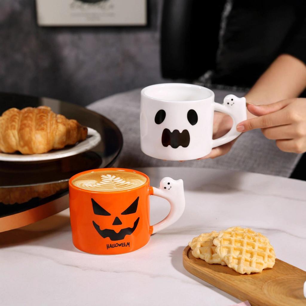 Neue Halloween Keramiktasse Personalisiert Kreativ Lustig Kürbis Porzellantasse Geschenk Tasse Souvenir Set