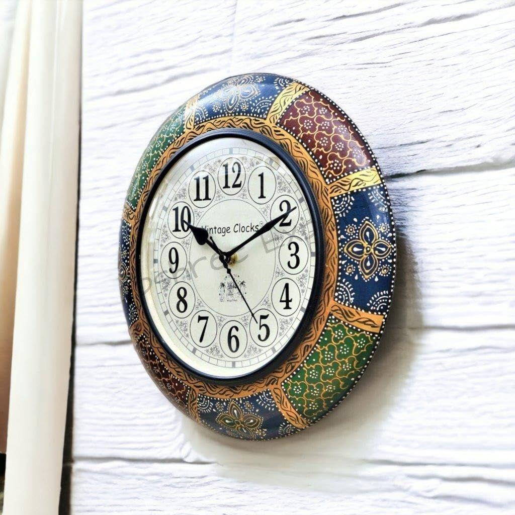 Hand-Painted Wooden Wall Clock / 12 Inch (30 CM's)