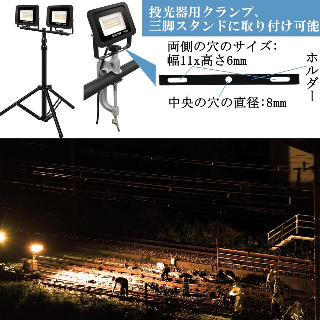 MIKISEN LED Flutlicht, Arbeitsleuchte, Schildbeleuchtung, 20W, Warmweiß, 2300LM, 3000K, Entspricht 180W, 1,8mm Kabel, IP66 Wasserdicht, mit 2-poligem Stecker