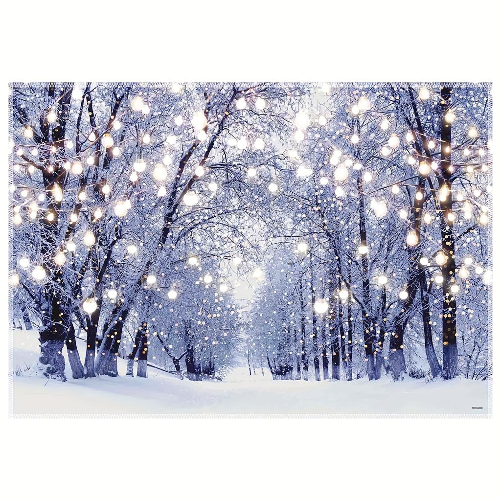 Winter Forest Polyester Photography Backdrop Snow Natural Scenery Landscape Path Background Wonderland Baby Shower Decorations